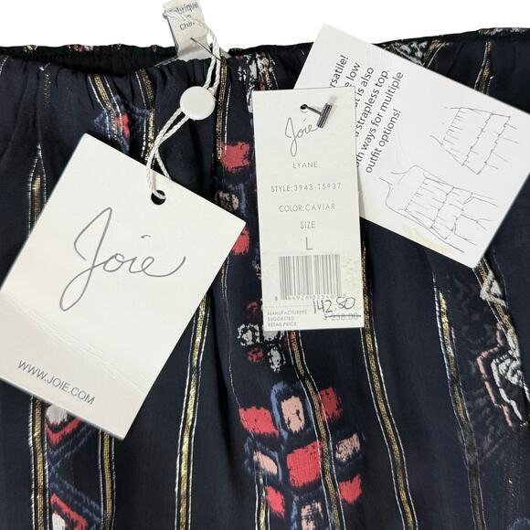 Joie Black Pink White Lyane Tiered Elastic Mini Ruffle Skirt Top Sz L NEW Tags - Picture 10 of 11